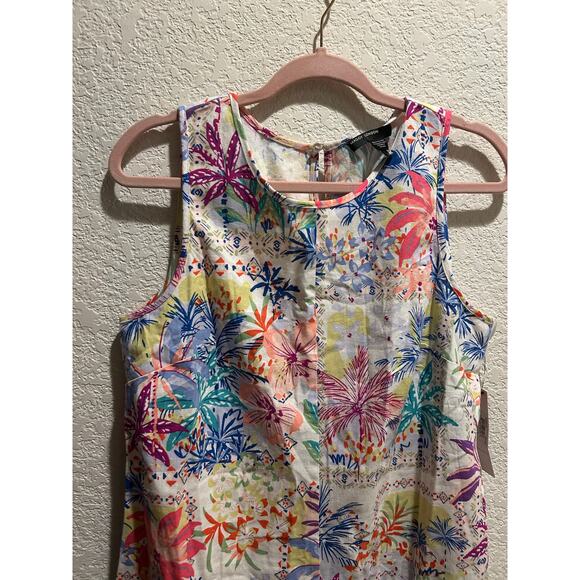 Maggy London Linen Blend Patch Print Shift Mini Dress size Large - Picture 6 of 6